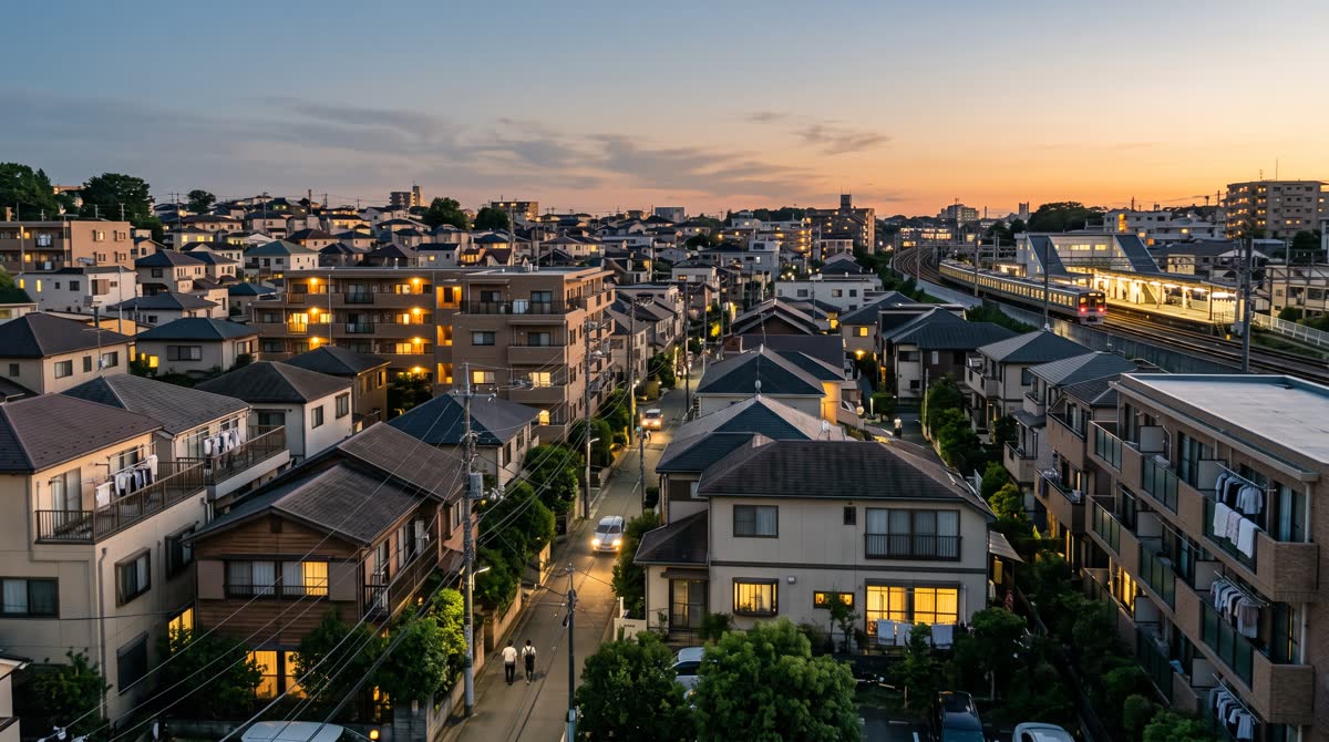 夕暮れの世田谷の住宅街