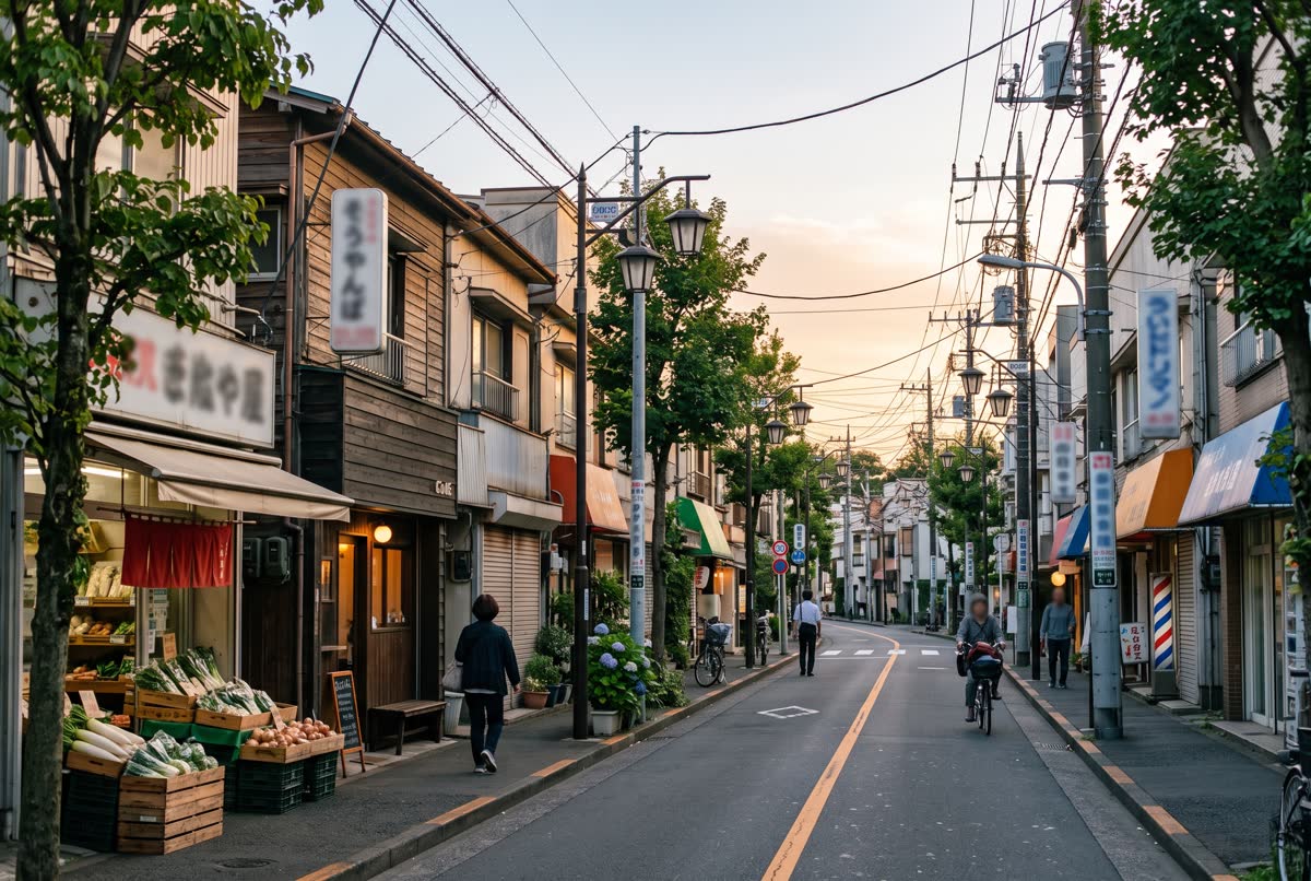 経堂の商店街の夕方の風景